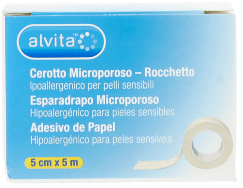 CEROTTO MICROPOROSO IN ROCCHETTO ALVITA IPOALLERGENICO PER PELLI SENSIBILI 5X500CM - farmacia187.it
