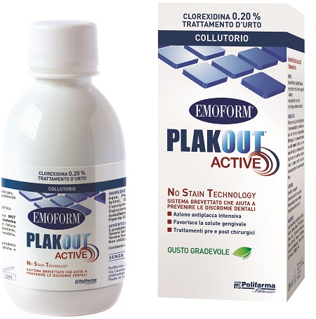 EMOFORM PLAK OUT ACTIVE CLOREXIDINA 0,20% COLLUTORIO 200 ML - farmacia187.it
