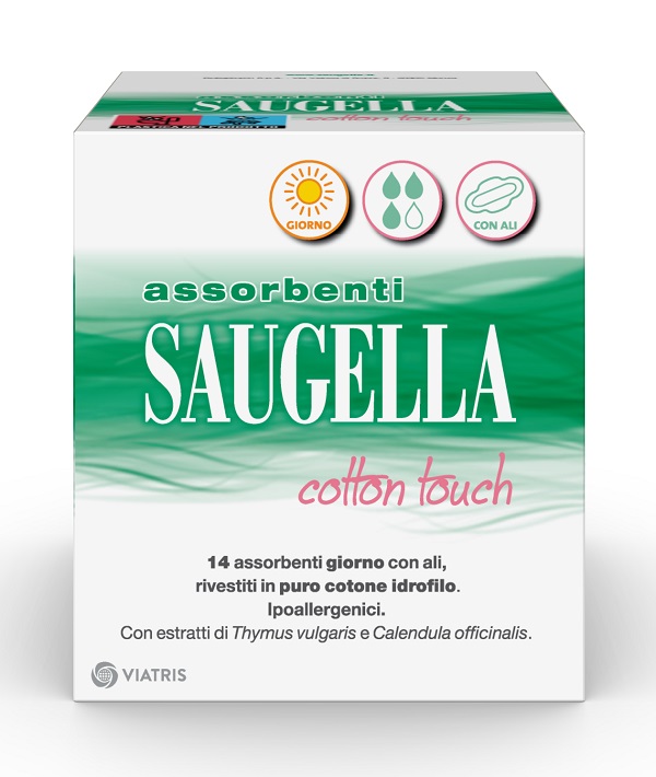 SAUGELLA COTTON TOUCH ASSORBENTI GIORNO CON ALI 14 PEZZI - farmacia187.it