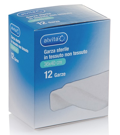 ALVITA GARZA STERILE IN TESSUTO NON TESSUTO 36X40CM 12 PEZZI - farmacia187.it