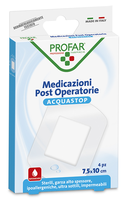 ACQUASTOP MEDICAZIONE POST OPERATORIA 7,5X10 CM PROFAR MED 4 PEZZI - farmacia187.it
