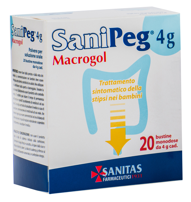 SANIPEG MACROGOL POLVERE PER SOLUZIONE ORALE 20 BUSTINE DA 4 G - farmacia187.it