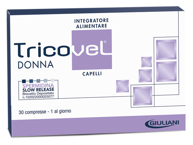 TRICOVEL DONNA INTEGRATORE ALIMENTARE CON NUTRIENTI SPECIFICI PER CAPELLI 30 COMPRESSE - farmacia187.it