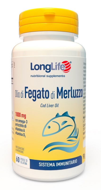 LONGLIFE OLIO FEGATO MERLUZZO 1000 MG 60 PERLE IN GELATINA - farmacia187.it