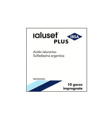 GARZA IALUSET PLUS IMPREGNATA DI CREMA DI ACIDO IALURONICO 0,05%, DI SULFADIAZINA ARGENTICA 1%, MACROGOL, GLICEROLO E ACQUA 10 X 10 CM 10 PEZZI - farmacia187.it