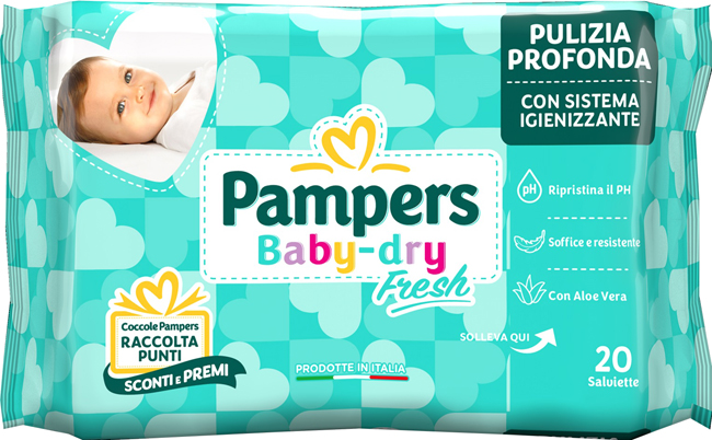 SALVIETTINE UMIDIFICATE PAMPERS BABY FRESH 30% + CONSISTENTE 20 PEZZI - farmacia187.it
