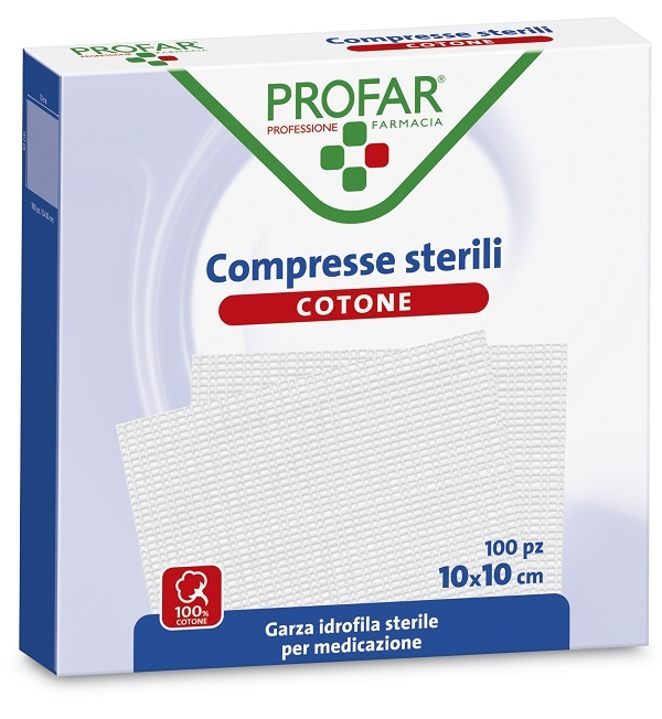 GARZA IDROFILA PROFAR COMPRESSA STERILE 10X10 CM 100 PEZZI - farmacia187.it