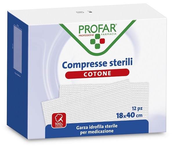 GARZA IDROFILA PROFAR COMPRESSA STERILE 18X40 CM 12 PEZZI - farmacia187.it