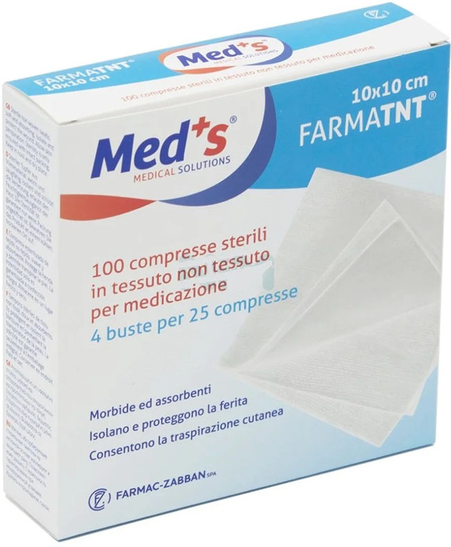 GARZA COMPRESSA MEDS TESSUTO NON TESSUTO 10X10CM 100 PEZZI - farmacia187.it