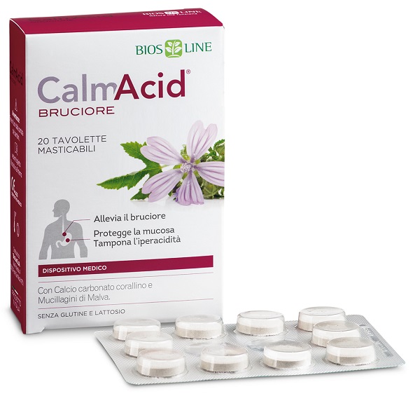 BIOSLINE CALMACID BRUCIORE 20 TAVOLETTE MASTICABILI - farmacia187.it
