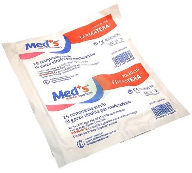 GARZA COMPRESSA IDROFILA MEDS FARMATEXA 12/8 20X20CM 25 PEZZI - farmacia187.it