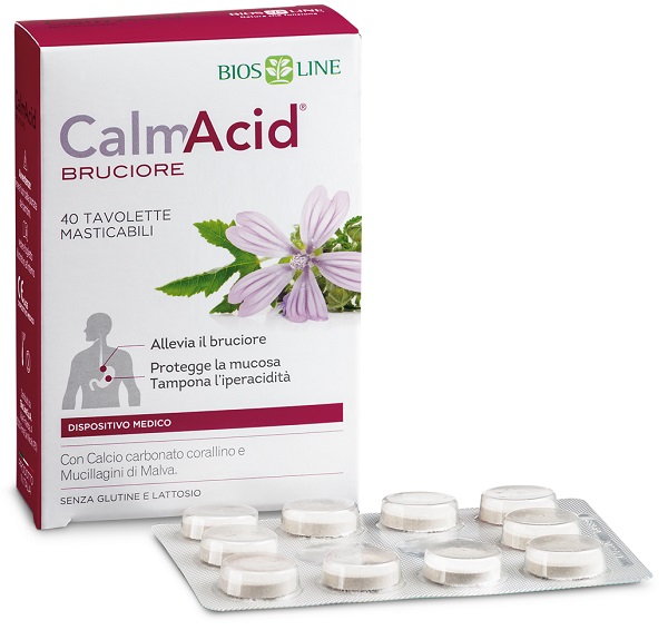 BIOSLINE CALMACID BRUCIORE 40 TAVOLETTE MASTICABILI - farmacia187.it