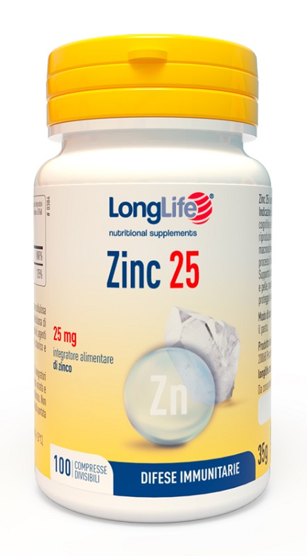 LONGLIFE ZINC 25 MG 100 COMPRESSE DIVISIBILI - farmacia187.it