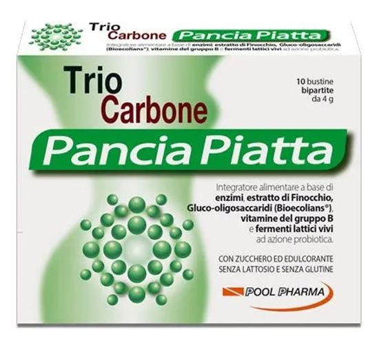 TRIOCARBONE PANCIA PIATTA 10 BUSTINE BIPARTITE 4 G - farmacia187.it
