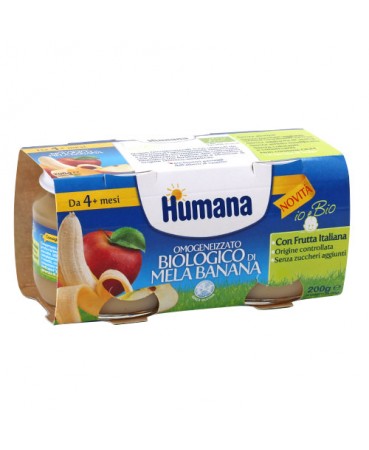 HUMANA OMOGENEIZZATO MELA/BANANA BIO 2 VASETTI 100 G - farmacia187.it