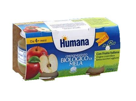 HUMANA OMOGENEIZZATO MELA BIO 2 VASETTI 100G - farmacia187.it