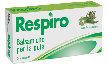 CARAMELLE BALSAMICHE PER LA GOLA RESPIRO GUSTO FORTE EUCALIPTO 24 PEZZI - farmacia187.it