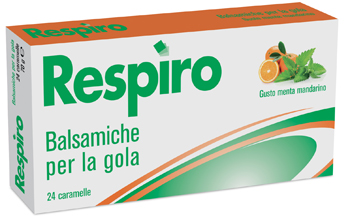 CARAMELLE BALSAMICHE PER LA GOLA RESPIRO GUSTO MENTA MANDARINO 24 PEZZI - farmacia187.it