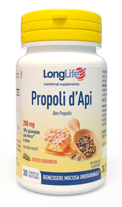 LONGLIFE PROPOLI D'API 30 COMPRESSE MASTICABILI - farmacia187.it