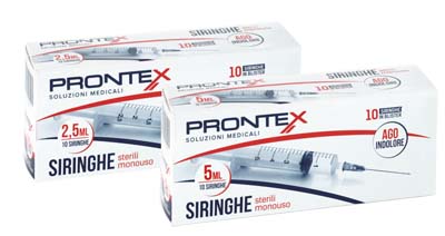 SIRINGA PRONTEX 5 ML AGO IND 10 PEZZI - farmacia187.it