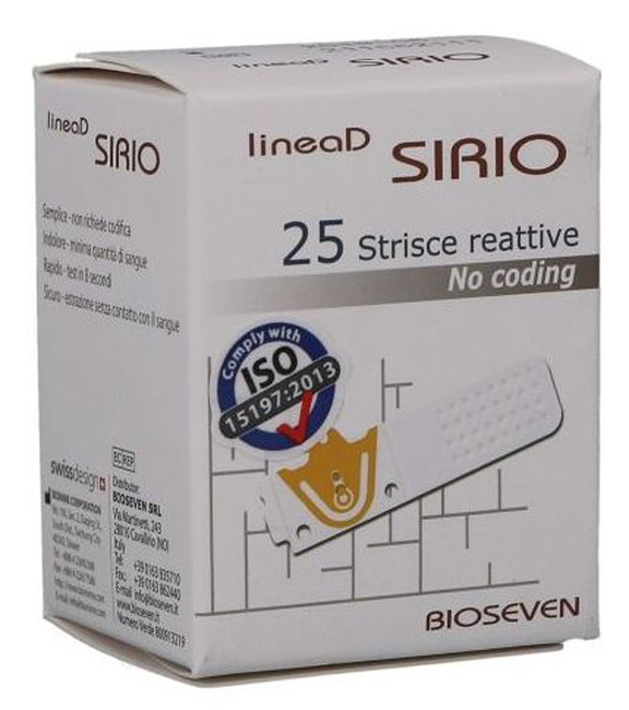 STRISCE MISURAZIONE GLICEMIA LINEA D SIRIO 25 PEZZI - farmacia187.it
