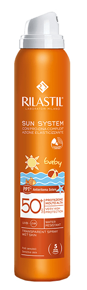 RILASTIL SUN SYSTEM BABY PPT SPF 50+ TRANSPARENT SPRAY WET SKIN 200 ML - farmacia187.it