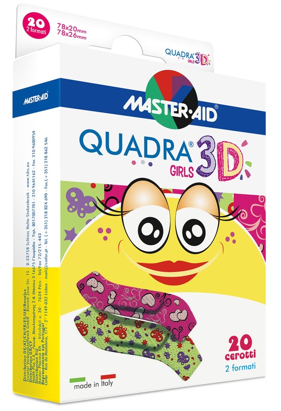 CEROTTO MASTER-AID QUADRA 3D GIRLS 20 PEZZI ASSORTITI - farmacia187.it