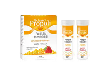 GOLASEPT PROPOLI BABY 24 COMPRESSE MASTICABILI FRAGOLA - farmacia187.it