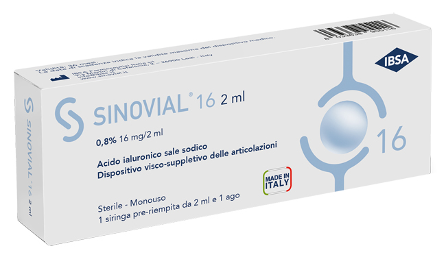 SIRINGA INTRA-ARTICOLARE SINOVIAL 16 ACIDO IALURONICO SALE SODICO 0,8% 16MG/2ML 2ML + AGO 21 GAUGE - farmacia187.it