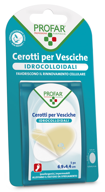 CEROTTO VESCICHE IDROCOLLOIDALE PROFAR 6,9X4,4 5 PEZZI - farmacia187.it