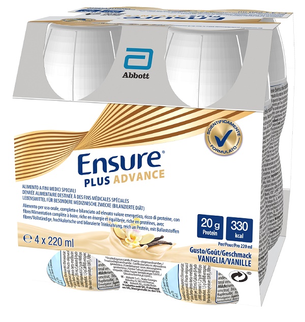 ENSURE PLUS ADVANCE VANIGLIA 4 BOTTIGLIE DA 220 ML - farmacia187.it