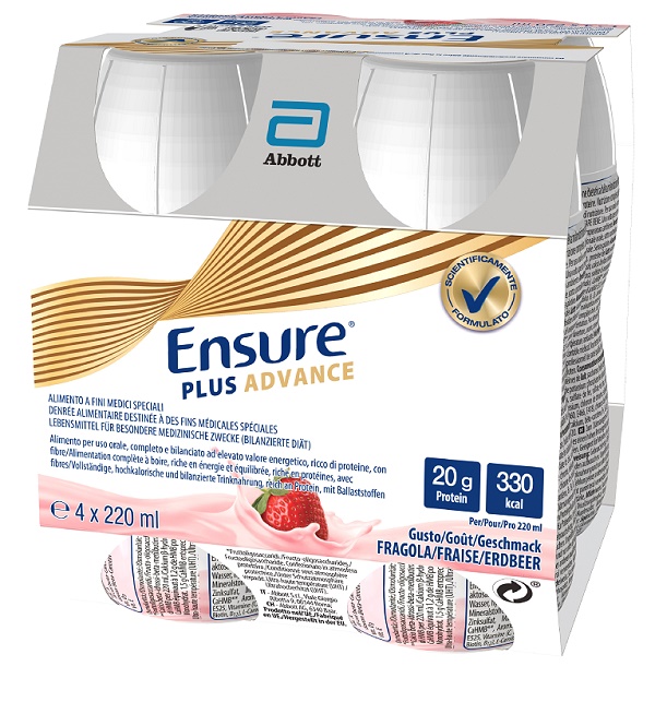 ENSURE PLUS ADVANCE FRAGOLA 4 BOTTIGLIE DA 220 ML - farmacia187.it