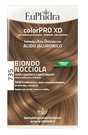 EUPHIDRA COLORPRO XD 735 BIONDO NOCCIOLA GEL COLORANTE CAPELLI IN FLACONE + ATTIVANTE + BALSAMO + GUANTI - farmacia187.it