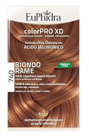 EUPHIDRA COLORPRO XD 740 BIONDO RAME GEL COLORANTE CAPELLI IN FLACONE + ATTIVANTE + BALSAMO + GUANTI - farmacia187.it