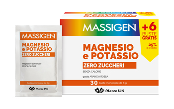 MASSIGEN MAGNESIO E POTASSIO ZERO ZUCCHERI 24 BUSTINE + 6 GRATIS - farmacia187.it
