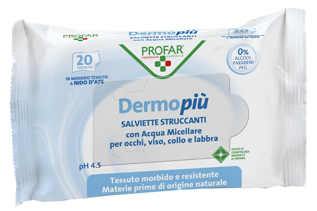 DERMO PIU' SALVIETTINE STRUCCANTI 20 PEZZI PROFAR - farmacia187.it