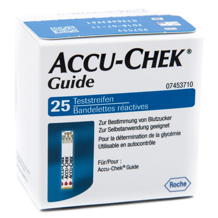 STRISCE MISURAZIONE GLICEMIA ACCU-CHEK GUIDE 25 PEZZI CONFEZIONE RETAIL - farmacia187.it