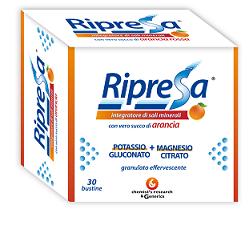 RIPRESA 30BUST 10G INTEGRATORE ALIMENTARE DI MAGNESIO E POTASSIO BUSTINE EFFERVESCENTI UTILE NEGLI STATI DI STANCHEZZA - farmacia187.it