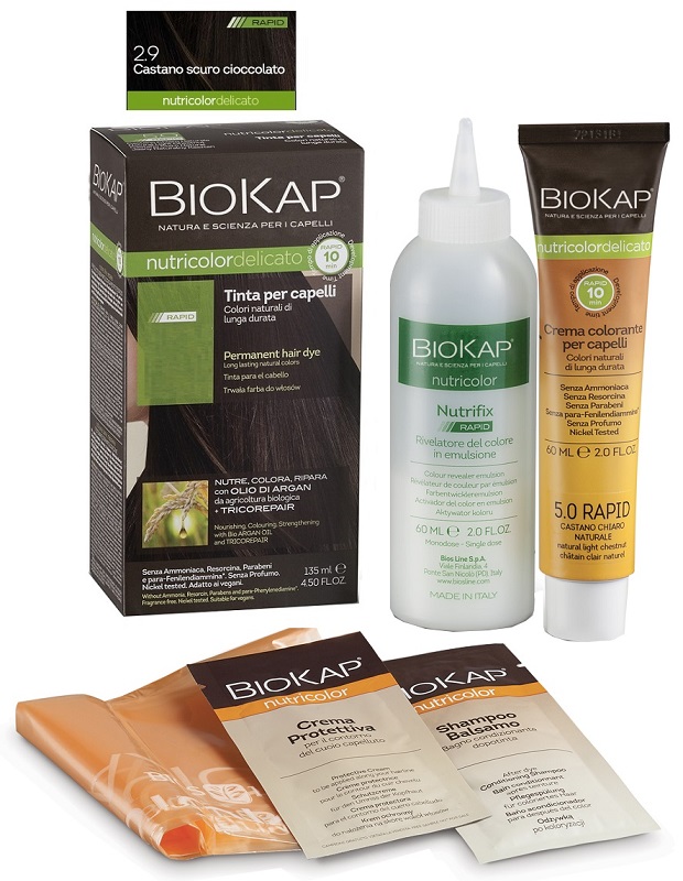 BIOS LINE  BIOKAP NUTRICOLOR DELICATO RAPID TINTA 2,9 CASTANO SCURO CIOCCOLATO 135 ML - farmacia187.it