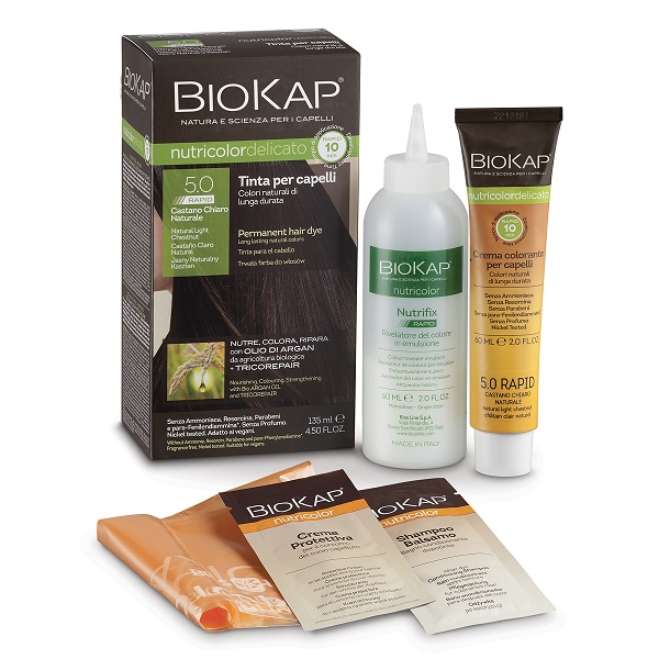 BIOS LINE  BIOKAP NUTRICOLOR DELICATO RAPID TINTA 5,0 CASTANO CHIARO NATURALE 135 ML - farmacia187.it