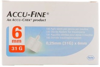 AGO PER PENNA DA INSULINA ACCU-FINE PEN NEEDLE ACCU-CHEK GAUGE 31 X 6MM 100 PEZZI - farmacia187.it
