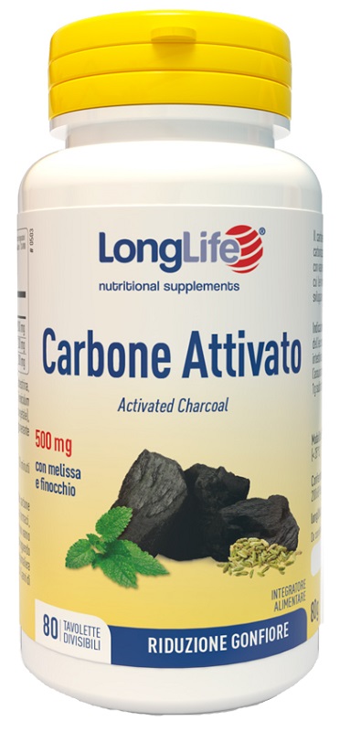 LONGLIFE CARBONE ATTIVATO 80 TAVOLETTE DIVISIBILI - farmacia187.it