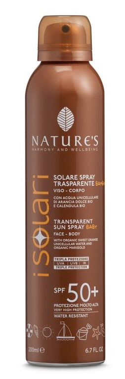 NATURE'S I SOLARI SPRAY TRASPARENTE BAMBINI SPF50+ 200 ML - farmacia187.it