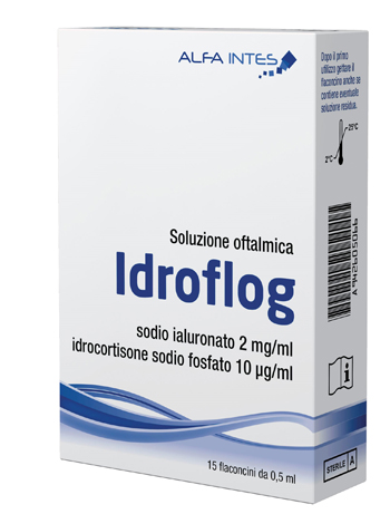 SOLUZIONE OFTALMICA IDROFLOG A BASE DI IALURONATO DI SODIO E IDROCORTISONE SODIO FOSFATO 15 FLACONCINI DA 0,5 ML - farmacia187.it