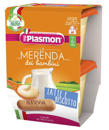PLASMON LA MERENDA DEI BAMBINI MERENDE LATTE BISCOTTO ASETTICO 2 X 120 G - farmacia187.it