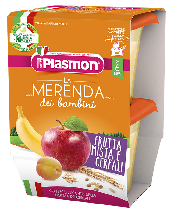 PLASMON LA MERENDA DEI BAMBINI MERENDE FRUTTA CEREALI ASETTICO 2 X 120 G - farmacia187.it