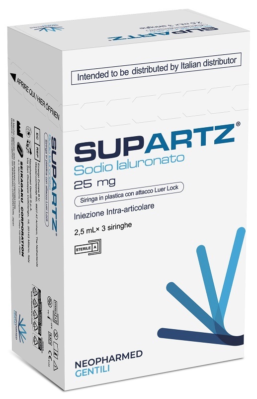 SIRINGA PRERIEMPITA INTRA-ARTICOLARE SUPARTZ ACIDO IALURONICO 25 MG 2,5 ML 3 PEZZI - farmacia187.it