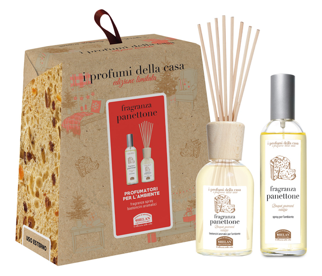 I PROFUMI DELLA CASA SET PANETTONE 1 SPRAY AMBIENTE 100 ML + BASTONCINI AROMATICI AMBIENTE 100 ML - farmacia187.it