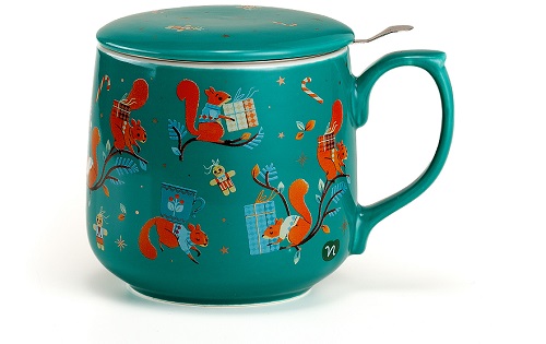 Neavita Infusiera Verde Natale - Tisaniera Ceramica 400 ml con Coperchio e Filtro - farmacia187.it