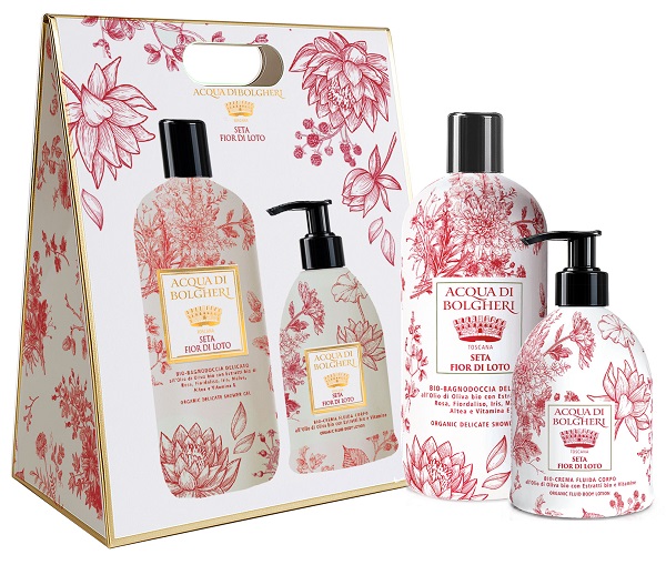 SETA FIOR DI LOTO COFANETTO BAG BIO BAGNODOCCIA DELICATO ALL'OLIO DI OLIVA BIO + BIO CREMA FLUIDA CORPO ALL'OLIO DI OLIVA BIO - farmacia187.it